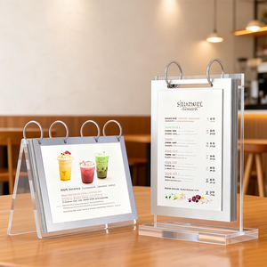 Exhibidor de Menú <span class=keywords><strong>Tipo</strong></span> V Personalizado Moderno, Carpeta de Menú Comercial de Múltiples Páginas para Tarjetas de Presentación, Acrílico Reciclable, Soporte para Letreros, Restaurante, Cafetería - Product Image 2