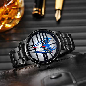 Nouvelle montre-bracelet cool à motif d'araignée pour hommes, montre à quartz avec grand cadran et bracelet en acier inoxydable - Product Image 3