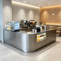 Comptoir de bar commercial en acier inoxydable sur mesure ODM avec rangement intégré pour projets de bars, hôtels et cafés