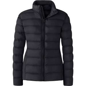 Custom <b>Women</b> Blazer Style Reversible Winter <b>Lightweight</b> Puffer <b>Jacket</b> Leopard Pattern Crystal Logo Silk Lining Waterproof - Product Image 2