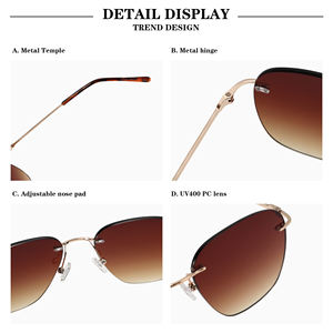 <span class=keywords><strong>2025</strong></span> 남성 프레임리스 금속 선글라스 그라데이션 녹색 렌즈 음영 남성 여성을위한 사용자 정의 하이 엔드 무테 선글라스 - Product Image 5