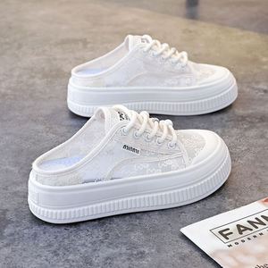 <b>Soft</b>-soled <b>Soft</b>-surface Summer Breathable Solid Women's <b>Shoes</b> Lace Mesh Thin White Fashionable Versatile Casual Slip-ons - Product Image 2