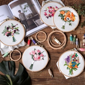 Primary Handmade Embroidery DIY Material Package Cross Stitch with Cartoon & Plant Patterns Customizable Textile & Fabric