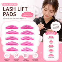 BLACKWINGS Coussinets auto-adhésifs en silicone à motif de points pour rehaussement de cils, 5 paires, 5 tailles, 7 couleurs, réutilisables, protections pour permanente, tiges à kératine