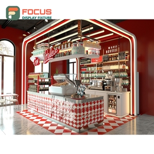 Durable Cafe Service Counter Tempered Glass Front Syrup Bottle Display Area Roastery Service Counter - Product Image 2