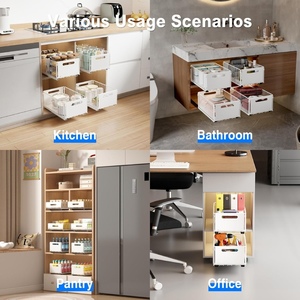 2 tiroirs extensibles avec 3 rails, sans perçage, tiroirs coulissants adhésifs, étagères coulissantes pour armoires sans rebord - Product Image 6