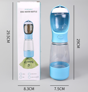 Bouteille d'eau portable 3 en 1 pour animaux de compagnie, anti-fuite, avec récipient pour nourriture et rangement pour sacs à déchets, distributeur d'eau pour animaux de compagnie en voyage - Product Image 1