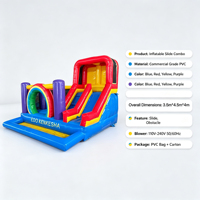 Castillo Inflable Comercial con Tobogán, Pista de Obstáculos Arcoíris, Castillo Inflable para Niños para Alquiler en Fiestas