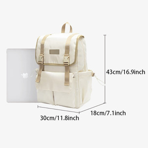 Student <b>Backpack</b> For Women Japan Style 15 Inches <b>Large</b> Capacity Softback With Curved Shoulder Straps And Interior Zipper Pocket - Product Image 4