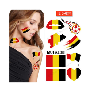 <span class=keywords><strong>Tatuajes</strong></span> Temporales Personalizados al por Mayor con Logotipo <span class=keywords><strong>de</strong></span> Bélgica <span class=keywords><strong>para</strong></span> el Cuerpo y la Cara, Pegatinas Temporales <span class=keywords><strong>para</strong></span> Fanáticos del <span class=keywords><strong>Fútbol</strong></span> <span class=keywords><strong>de</strong></span> Bélgica 2026 - Product Image 1