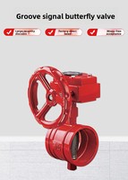 Vanne papillon à vis sans fin en fonte ductile, extrémité rainurée, PN16, rouge, pour système d'alimentation en eau incendie
