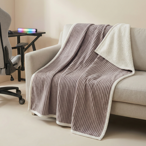 Vente en gros de couvertures en flanelle côtelée jacquard 3D personnalisées, service d'étiquetage privé, autocollant code-barres, fournisseur dropshipping Chine - Product Image 1