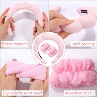 Ensemble de bandeaux et de bracelets de spa en tissu éponge doux pour le maquillage, avec logo personnalisé, pour le lavage du visage et les soins de la peau