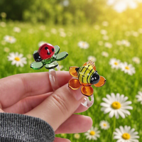 Bague en verre rotative artisanale avec glaçure colorée, bijoux papillon, cadeau artisanal