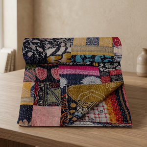 Venta al por mayor One Of Kind Sari Patchwork Reversible Kantha Edredón - Product Image 3