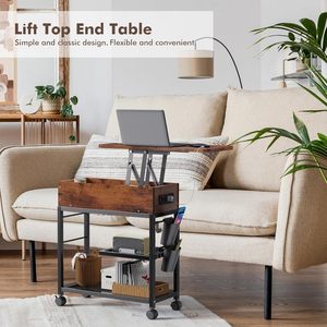 <span class=keywords><strong>Bureau</strong></span> supérieur avec table de chargement avec port USB et prise secteur, table de chevet mobile avec poche latérale adaptée au <span class=keywords><strong>bureau</strong></span> - Product Image 4
