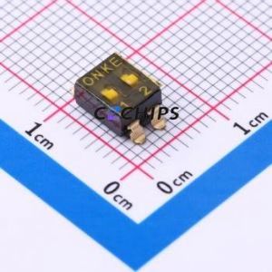 DSIC02TSGER DIP Switch SMD-4P,5.1x6mm Switch Flat Toggle, Groove Type Single Pole Single Throw 2 Gull Wing Type - Product Image 1