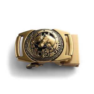 Hebilla de cinturón cuadrada de metal personalizada Double Horse Antique Gold - Product Image 1