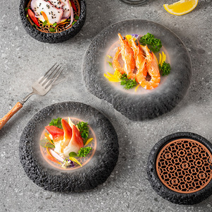 Cuenco de Cerámica con Diseño Artístico Japonés, Plato de Hielo con Forma de Planeta, Vajilla de Piedra Volcánica para Hotel, Presentación de Sushi y Mariscos para Fiestas - Product Image 2