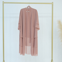 Grossiste Dubaï Abaya Vêtements Islamiques Robes pour Femmes Abaya Femme Musulmane 3 Couches Mousseline Cardigan Abaya Ouverte pour Enfants