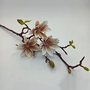 Nuova simulazione stile loto a 3 teste a ramo singolo Magnolia decorazione per la casa Hotel decorazione di nozze ornamenti