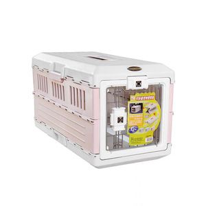 Plastic Flight Transport Box Pet Air Box Travel Carrier Cages Portable Plastic Dog Carrier With Wheel