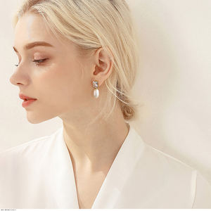 GPE64 RINNTIN 2023 ayar gümüş 925 inciler CZ Dangle damızlık küpe tatlısu kültürlü hakiki inci damla küpe kadınlar için - Product Image 3