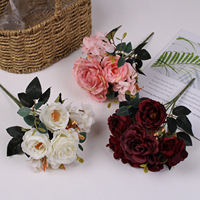 Bouquet de roses Hibiscus artificielles en soie, centre de table, décoration murale nuptiale, décoration intérieure, salon, bureau, mariage