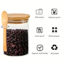 Lot de 3 bocaux de conservation cylindriques hermétiques en verre borosilicate avec couvercles en bambou et joint en silicone pour l'organisation de la cuisine et du garde-manger