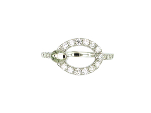 Anillo de oro blanco de 18 quilates con círculo abierto y diamantes pavé con detalles engastados en bisel, joyería minimalista de lujo para mujer - Product Image 3