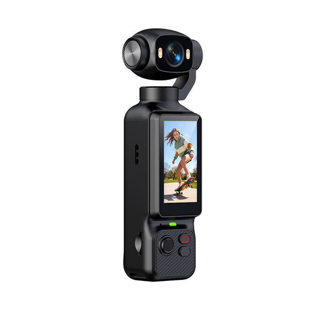 Portable Handheld Action Camera Stabilized Rotatable Lens 1080P HD Fill Light Outdoor Sports Vlogging Mini Pocket MicroSD 180
