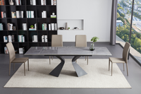 Table à manger moderne extensible en pierre frittée avec base métallique, uniquement la table, pour maison européenne