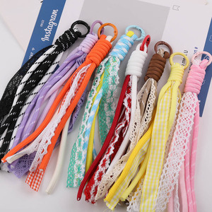 Flannel Plaid Plated Phone Strap Keychain Middle Size DIY Jewelry Accessory Random Colors Fall 2025 - Product Image 1