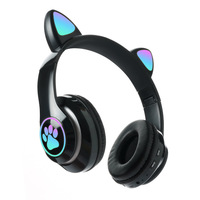 Audífonos Inalámbricos Over-Ear de Moda, Audífonos para Niños con Diseño de Orejas de Gato, para Deportes, Aviación, DJ, Teléfono Móvil, Viajes