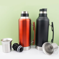 Termo de Vacío para Yerba Mate de 1200 ml de Acero Inoxidable 18/8 Grado Alimenticio con Asa y Logo Personalizado para Acampar y Almacenamiento de Agua