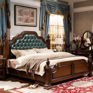 <span class=keywords><strong>Letto</strong></span> in Legno Massello Stile Americano con Rivestimento in Pelle, Comodo, Ecologico, Durevole, di Alta Gamma, Vintage per Camere da <span class=keywords><strong>Letto</strong></span> di Lusso - Product Image 1