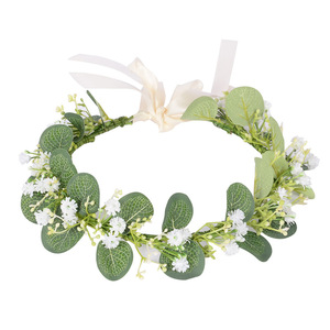 Corona di Fiori Pasquale per Donne con Nastro Regolabile - Fascia Floreale per Ragazze, Copricapo, Ghirlanda per Capelli, Aureola Nuziale per EID - Product Image 2