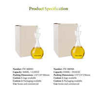 Grand distributeur de vinaigre et d'huile en verre 850 ml (28,74 oz) – Cruche à bec verseur givré tout en verre pour bar à salades et restauration – Sans plastique