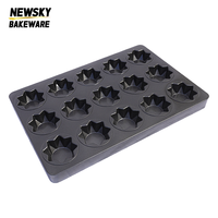 Loyang Panggang Anti Lengket Custom 15 Cup Bentuk Bintang untuk Muffin Kue Kering Pastry NEWSKY BAKEWARE Hitam