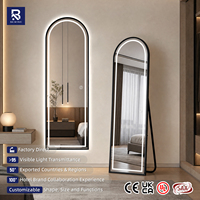 Espejo de cuerpo entero LED Black Arch con iluminación frontal, de pie y montaje en pared, con función táctil para dormitorio y vestidor