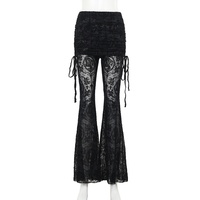 CF24374 Pantalon Culotte Gothique Sexy Taille Haute Style Sombre avec Flocage Croisé Automne 2025 – Tendance Hot Girl Polyvalent en Polyester