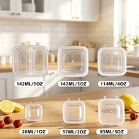 Contenants alimentaires jetables en plastique PP transparents avec couvercles, format 1oz, 2oz, 3oz, 4oz, 5oz, pour sauces carrées à emporter