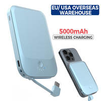 Batterie externe magnétique sans fil à charge rapide 5000 mAh 22,5 W avec affichage LED, ultra-mince, mini, portable, chargeur de téléphone, batterie externe de voyage