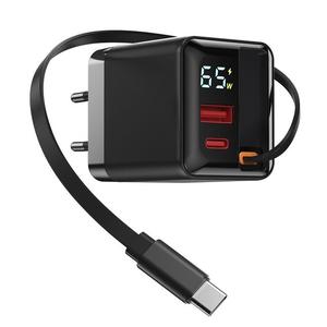 อุปกรณ์เสริมโทรศัพท์มือถือแบบ USB 65w ขายส่ง ที่ชาร์จเร็ว ที่ชาร์จโทรศัพท์มือถือ ที่ชาร์จเร็วแบบจีน gan 120w พร้อมสายชาร์จแบบยืดหดได้ - Product Image 6