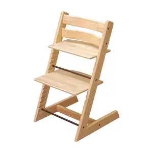 Chaise haute en bois pour enfants, chaise haute Portable à ajustement de croissance pour repas de bébé