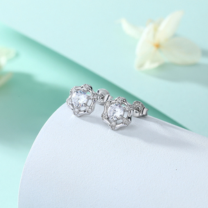 ต่างหูอินเทรนด์ต่างหูตัดเซอร์คอนสำหรับผู้หญิงต่างหูเม็ดเล็กชุบทองคำขาว925 - Product Image 3