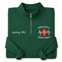 Sweat-shirt à col zippé personnalisé brodé pour le service d'urgence – Veste d'infirmière d'USAP personnalisée – Écologique – Hiver/Automne/Printemps