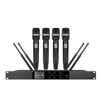 Système de microphone cravate professionnel 4 canaux OEM BD-6050 de haute qualité avec écho/égaliseur/feedback intégrés pour karaoké et chant en église