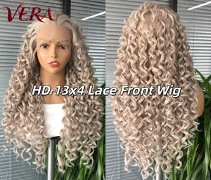 Pelucas sintéticas premium Futura Fibra al por mayor HD 13*4 con encaje frontal, 350g, color gris <span class=keywords><strong>abuela</strong></span>, rizos pequeños, acabado mate, resistentes al calor para mujer - Product Image 1