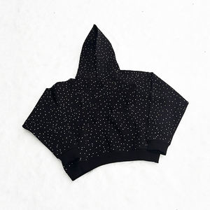 โลโก้สั่งทำจากผู้ผลิต ผ้าหนา 500gsm สีดำ ประดับกลิตเตอร์ 3 มิติ ลายเพชร ผ้าฝ้าย 100% ประดับคริสตัลเต็มตัว ทรงโอเวอร์ไซส์ - Product Image 2